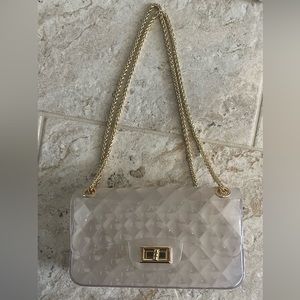 Frosted Clear Handbag with Gold Chain